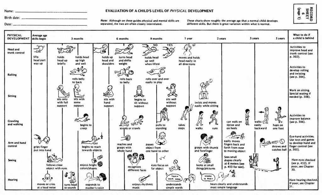 Physical Development Stages Chart